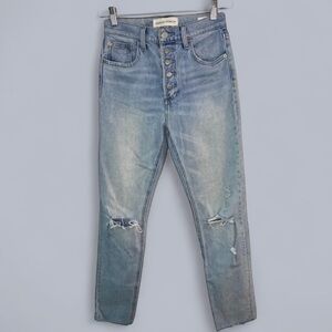Denim Forum The Yoko High Rise  Slim Distressed Jeans